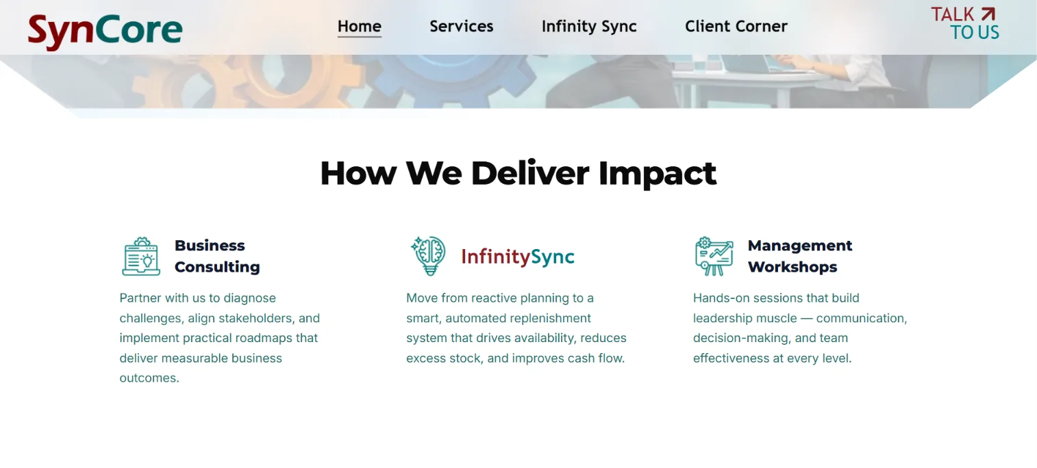Syncore Consulting project screenshot